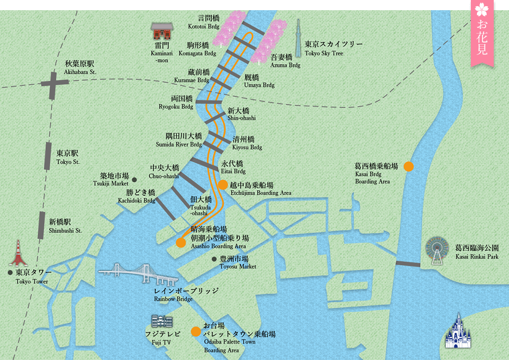 スカイツリー 橋めぐり周遊コース お花見コース 屋形船晴海屋